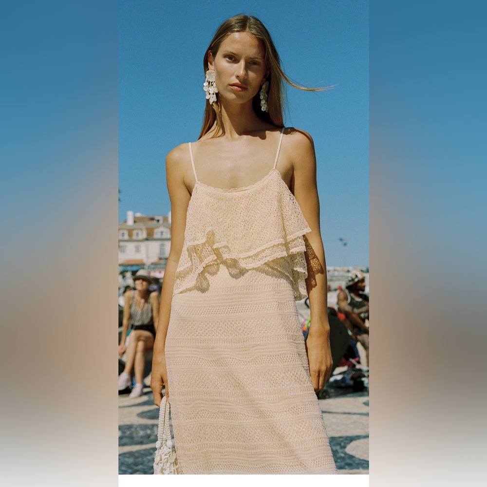 POINTELLE KNIT RUFFLE DRESS - Picture 4 of 10